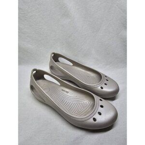 Crocs Silver Women's Kadee Slingback Flats Ballerina Slip on Shoes Sz 9 Women's